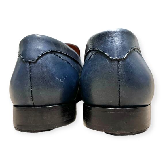 Massimo Matteo Navy Leather Penny Loafers Men's Size 10 - Picture 4 of 13